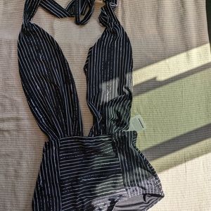 COCOSHIP Retro One Piece Backless Bather Swimsuit High Waisted Pin Up Swimwear